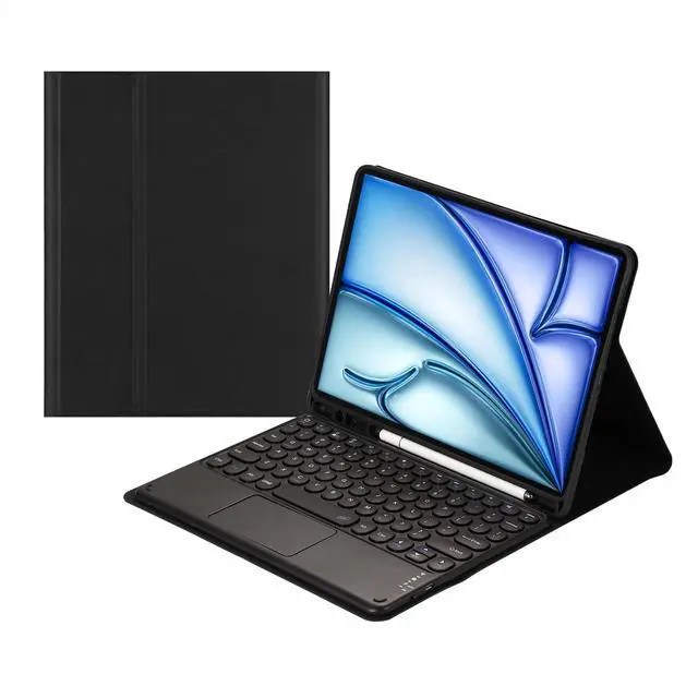 Main image of Magnetically Detachable Bluetooth Touch Keyboard Case with Pencil Holder, compatible with iPad Air 11-inch (M3 2025 / M2 2024) & iPad Air 10.9-inch (5th Gen 2022 / 4th Gen 2020),Black