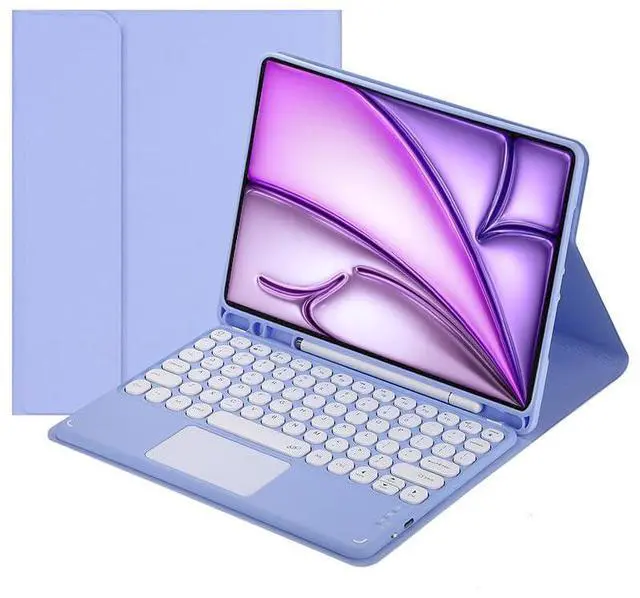 Main image of Magnetically Detachable Bluetooth Touch Keyboard Case with Pencil Holder, compatible with iPad Air 13-inch (M3 2025 / M2 2024), Purple