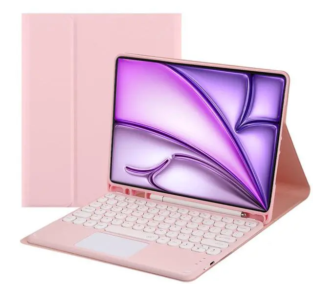 Main image of Magnetically Detachable Bluetooth Touch Keyboard Case with Pencil Holder, compatible with iPad Air 13-inch (M3 2025 / M2 2024), Pink