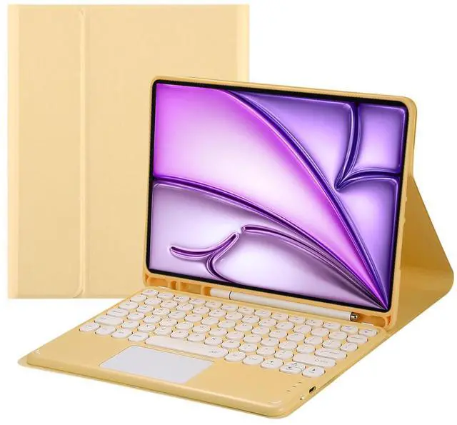 Main image of Magnetically Detachable Bluetooth Touch Keyboard Case with Pencil Holder, compatible with iPad Air 13-inch (M3 2025 / M2 2024), Yellow