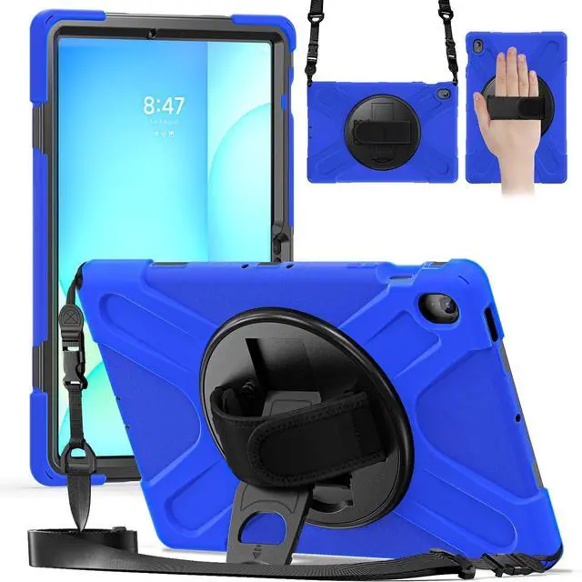 Main image of Shockproof Kids Case with Pencil Holder, 360° Rotating Hand Strap, Stand & Shoulder Strap for Samsung Galaxy Tab S10 FE+ 13.1" 2025 (X620/X626B), Blue