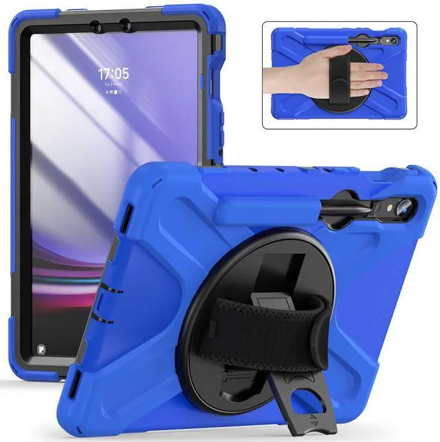 Main image of Shockproof Kids Case with Pencil Holder, 360° Rotating Hand Strap & Shoulder Strap for Samsung Galaxy Tab S10 Lite / S10 FE / S9 FE 5G / S9 (10.9''/11''), Blue