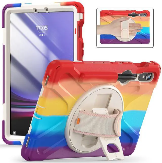 Main image of Shockproof Kids Case with Pencil Holder, 360° Rotating Hand Strap & Shoulder Strap for Samsung Galaxy Tab S10 Lite / S10 FE / S9 FE 5G / S9 (10.9''/11''), Colorful red