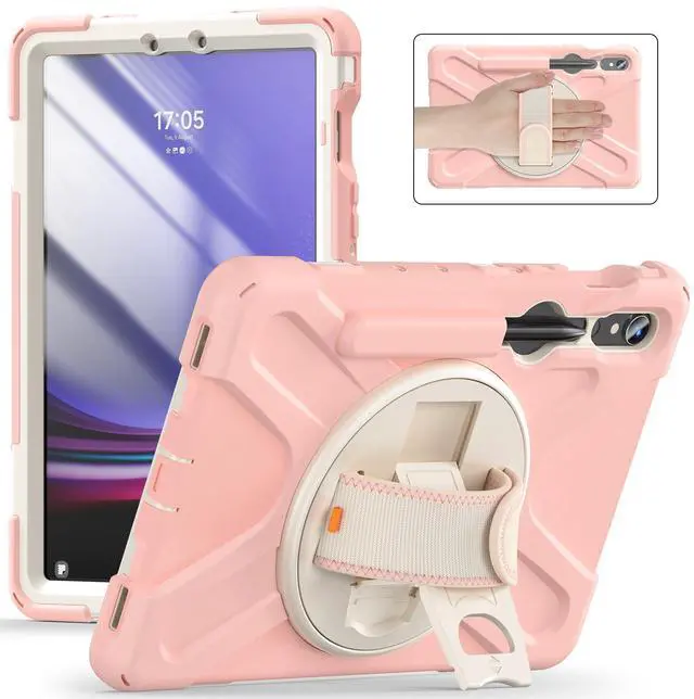 Main image of Shockproof Kids Case with Pencil Holder, 360° Rotating Hand Strap & Shoulder Strap for Samsung Galaxy Tab S10 Lite / S10 FE / S9 FE 5G / S9 (10.9''/11''), Pink