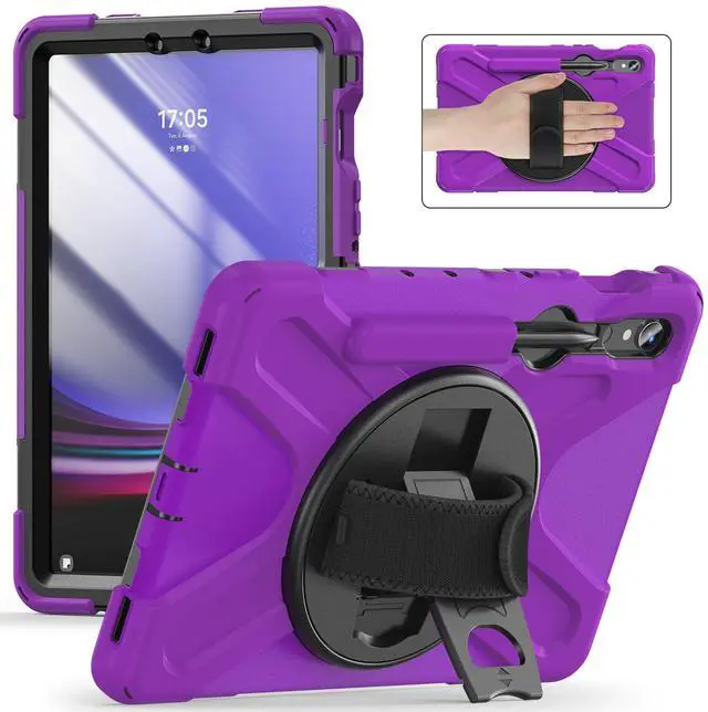Main image of Shockproof Kids Case with Pencil Holder, 360° Rotating Hand Strap & Shoulder Strap for Samsung Galaxy Tab S10 Lite / S10 FE / S9 FE 5G / S9 (10.9''/11''), Purple