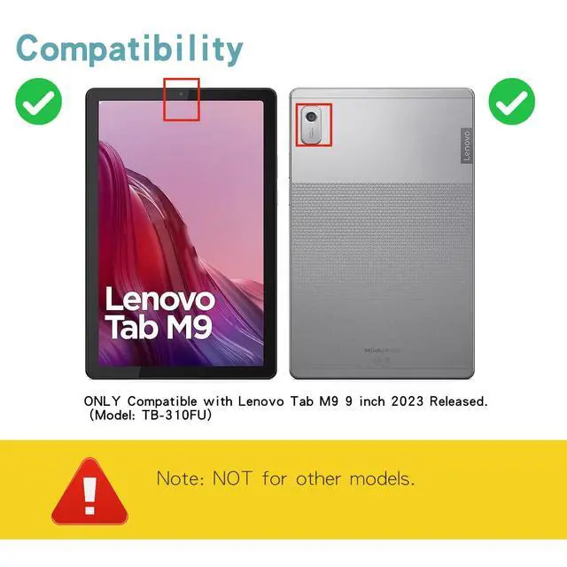 Alt view image 2 of 7 - Heavy Duty Shockproof Case with Screen Protector, 360° Rotating Stand, Hand & Shoulder Strap for Lenovo Tab M9 9.0" (TB-310FU, 2023), Light bluePC