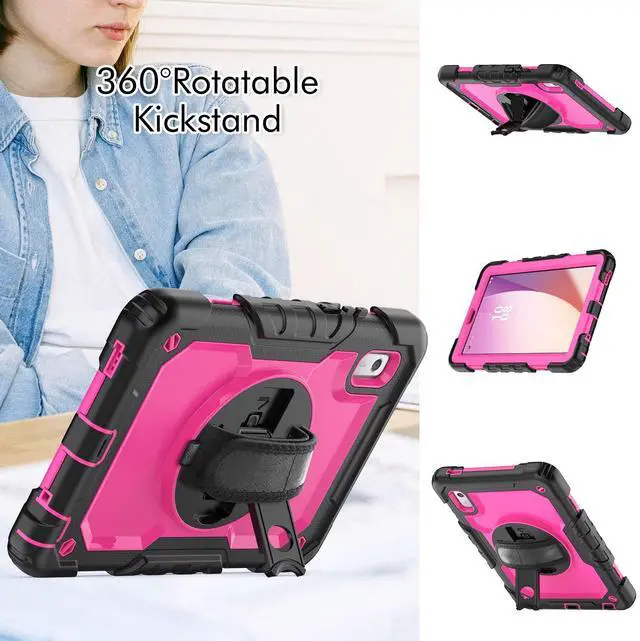 Alt view image 4 of 7 - Heavy Duty Shockproof Case with Screen Protector, 360° Rotating Stand, Hand & Shoulder Strap for Tab M9 9.0" (TB-310FU, 2023)RosePC
