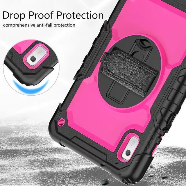Alt view image 5 of 7 - Heavy Duty Shockproof Case with Screen Protector, 360° Rotating Stand, Hand & Shoulder Strap for Tab M9 9.0" (TB-310FU, 2023)RosePC