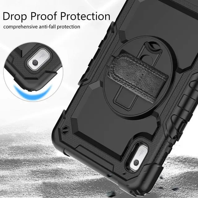 Alt view image 5 of 6 - Heavy Duty Shockproof Case with Screen Protector, 360° Rotating Stand, Hand & Shoulder Strap for Lenovo Tab M9 9.0" (TB-310FU, 2023), Black