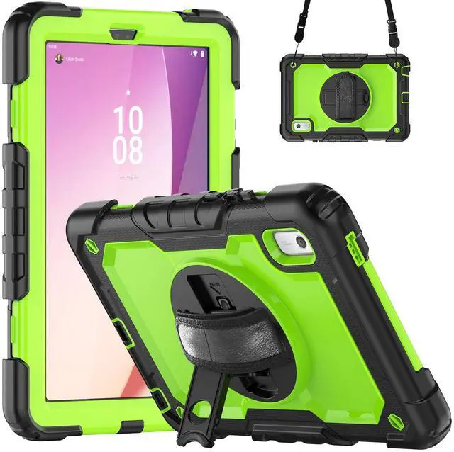 Main image of Heavy Duty Shockproof Case with Screen Protector, 360° Rotating Stand, Hand & Shoulder Strap for Tab M9 9.0" (TB-310FU, 2023)GreenPC