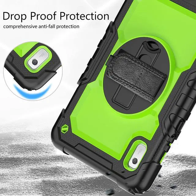 Alt view image 5 of 7 - Heavy Duty Shockproof Case with Screen Protector, 360° Rotating Stand, Hand & Shoulder Strap for Tab M9 9.0" (TB-310FU, 2023)GreenPC