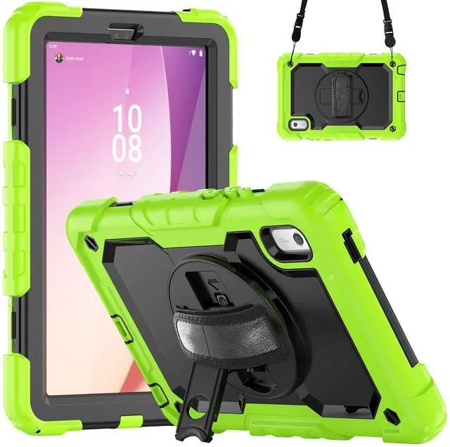 Main image of Heavy Duty Shockproof Case with Screen Protector, 360° Rotating Stand, Hand & Shoulder Strap for Tab M9 9.0" (TB-310FU, 2023)Green