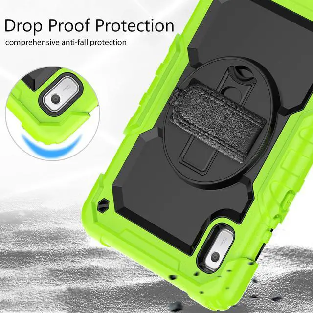 Alt view image 5 of 7 - Heavy Duty Shockproof Case with Screen Protector, 360° Rotating Stand, Hand & Shoulder Strap for Tab M9 9.0" (TB-310FU, 2023)Green
