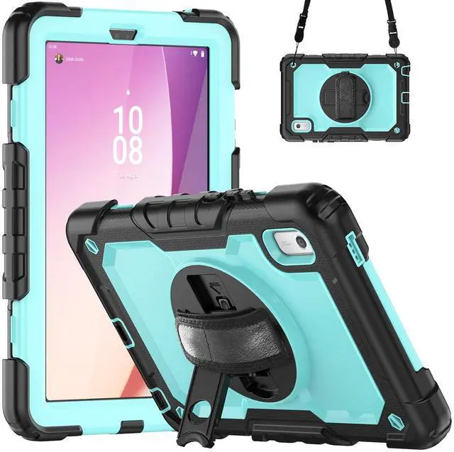 Main image of Heavy Duty Shockproof Case with Screen Protector, 360° Rotating Stand, Hand & Shoulder Strap for Lenovo Tab M9 9.0" (TB-310FU, 2023), Light bluePC