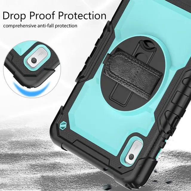 Alt view image 5 of 7 - Heavy Duty Shockproof Case with Screen Protector, 360° Rotating Stand, Hand & Shoulder Strap for Lenovo Tab M9 9.0" (TB-310FU, 2023), Light bluePC