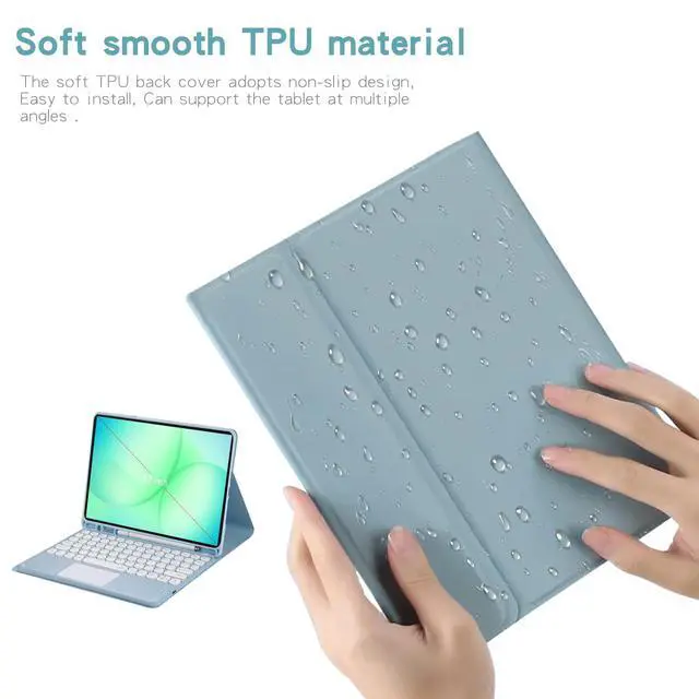 Alt view image 7 of 7 - Magnetically Detachable Bluetooth Touch Keyboard Case with Pencil Holder for 8.7" Samsung Galaxy Tab A11 (2025) / Tab A9 (2023),Dark Green