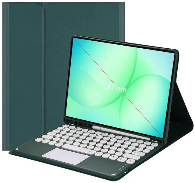 Main image of Magnetically Detachable Bluetooth Touch Keyboard Case with Pencil Holder for 8.7" Samsung Galaxy Tab A11 (2025) / Tab A9 (2023),Dark Green
