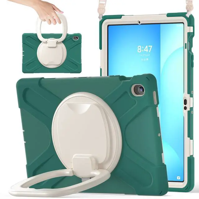Main image of Rugged Silicone Cover with Handle Grip, 360° Kickstand, Strap & S Pen Holder for Samsung Galaxy Tab S10 FE+ 13.1 Inch 2025 (X620/X626B), Emerald Green