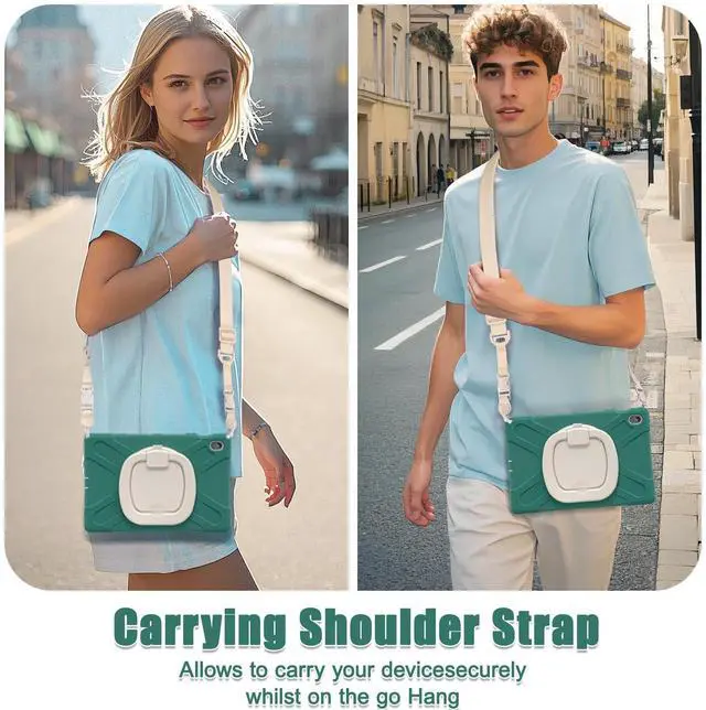 Alt view image 6 of 7 - Rugged Silicone Cover with Handle Grip, 360° Kickstand, Strap & S Pen Holder for Samsung Galaxy Tab S10 FE+ 13.1 Inch 2025 (X620/X626B), Emerald Green