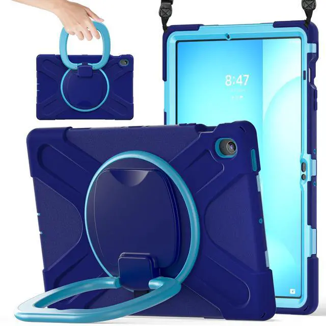 Main image of Rugged Silicone Cover with Handle Grip, 360° Kickstand, Strap & S Pen Holder for Samsung Galaxy Tab S10 FE+ 13.1 Inch 2025 (X620/X626B), Navy Blue