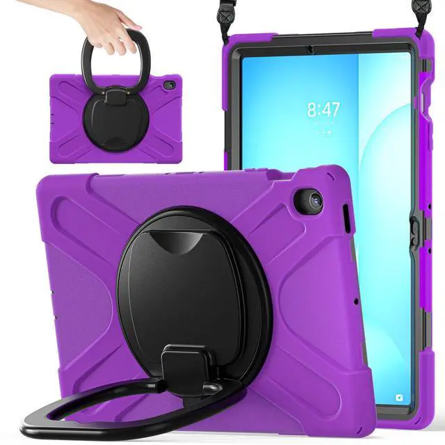 Main image of Rugged Silicone Cover with Handle Grip, 360° Kickstand, Strap & S Pen Holder for Samsung Galaxy Tab S10 FE+ 13.1 Inch 2025 (X620/X626B), Purple