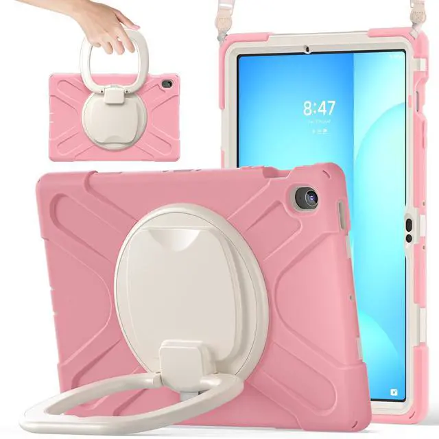 Main image of Rugged Silicone Cover with Handle Grip, 360° Kickstand, Strap & S Pen Holder for Samsung Galaxy Tab S10 FE+ 13.1 Inch 2025 (X620/X626B), Pink