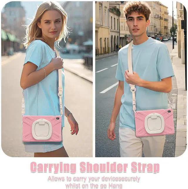 Alt view image 4 of 7 - Rugged Silicone Cover with Handle Grip, 360° Kickstand, Strap & S Pen Holder for Samsung Galaxy Tab S10 FE+ 13.1 Inch 2025 (X620/X626B), Pink