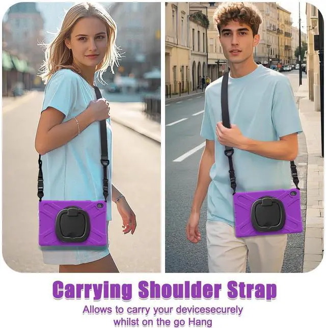 Alt view image 6 of 7 - Rugged Silicone Cover with Handle Grip, 360° Kickstand, Strap & S Pen Holder for Samsung Galaxy Tab S10 FE+ 13.1 Inch 2025 (X620/X626B), Purple