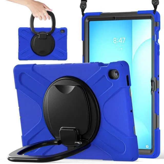 Main image of Rugged Silicone Cover with Handle Grip, 360° Kickstand, Strap & S Pen Holder for Samsung Galaxy Tab S10 FE+ 13.1 Inch 2025 (X620/X626B), Blue