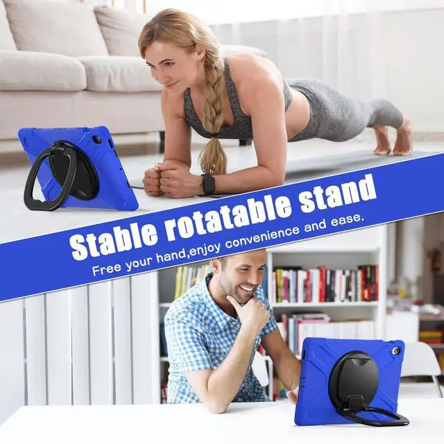 Alt view image 7 of 7 - Rugged Silicone Cover with Handle Grip, 360° Kickstand, Strap & S Pen Holder for Samsung Galaxy Tab S10 FE+ 13.1 Inch 2025 (X620/X626B), Blue