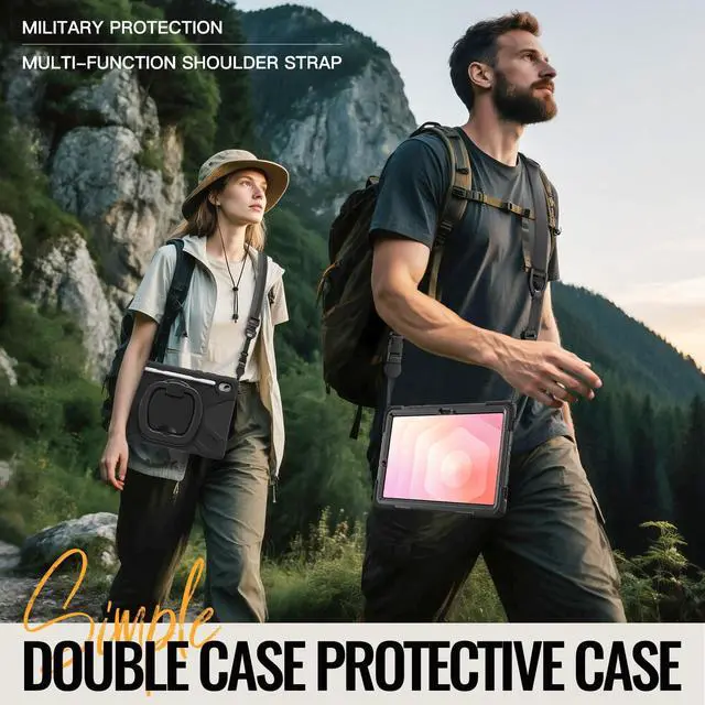 Alt view image 5 of 7 - Rugged Silicone Cover with Handle Grip, 360° Kickstand, Strap & S Pen Holder for Samsung Galaxy Tab S11 11" 2025 (SM-X730/SM-X736B), Black