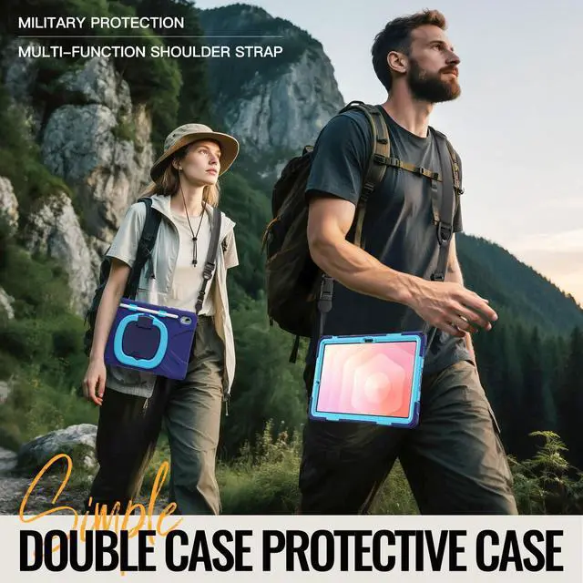 Alt view image 5 of 7 - Rugged Silicone Cover with Handle Grip, 360° Kickstand, Strap & S Pen Holder for Samsung Galaxy Tab S11 11" 2025 (SM-X730/SM-X736B), Navy Blue