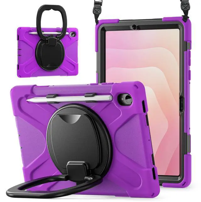 Main image of Rugged Silicone Cover with Handle Grip, 360° Kickstand, Strap & S Pen Holder for Samsung Galaxy Tab S11 11" 2025 (SM-X730/SM-X736B), Purple