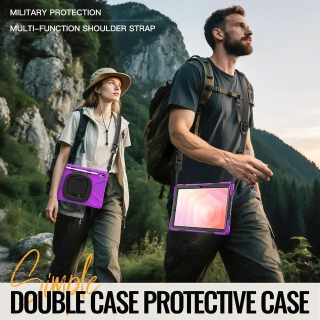 Alt view image 5 of 7 - Rugged Silicone Cover with Handle Grip, 360° Kickstand, Strap & S Pen Holder for Samsung Galaxy Tab S11 11" 2025 (SM-X730/SM-X736B), Purple
