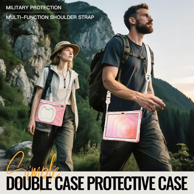 Alt view image 5 of 7 - Rugged Silicone Cover with Handle Grip, 360° Kickstand, Strap & S Pen Holder for Samsung Galaxy Tab S11 11" 2025 (SM-X730/SM-X736B), Pink