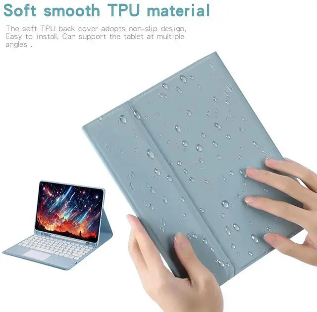 Alt view image 7 of 7 - Magnetically Detachable Touch Bluetooth Keyboard Case with Pencil Holder for iPad 9.7" 2018/2017, iPad Air 2 / iPad Air,Red
