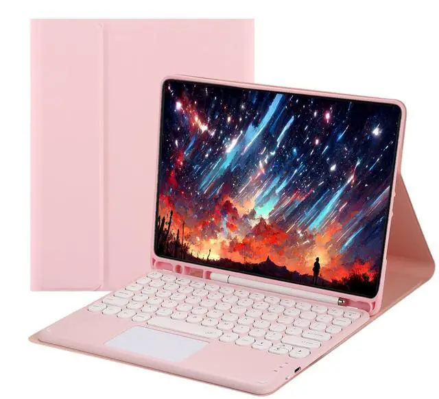 Main image of Magnetically Detachable Touch Bluetooth Keyboard Case with Pencil Holder for iPad 9.7" 2018/2017, iPad Air 2 / iPad Air,Pink
