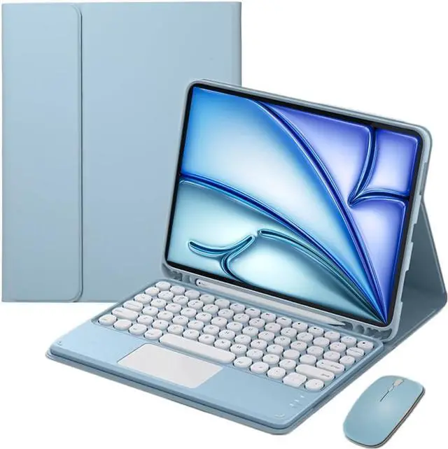 Main image of Magnetically Detachable Touch Bluetooth Keyboard Case with Mouse for iPad Air 11" M3(2025)/M2(2024), iPad Air 5th/4th Gen 10.9" (2022/2020),Blue