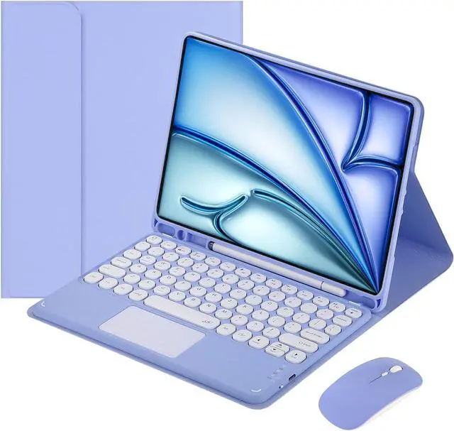 Main image of Magnetically Detachable Touch Bluetooth Keyboard Case with Mouse for iPad Air 11" M3(2025)/M2(2024), iPad Air 5th/4th Gen 10.9" (2022/2020),Purple
