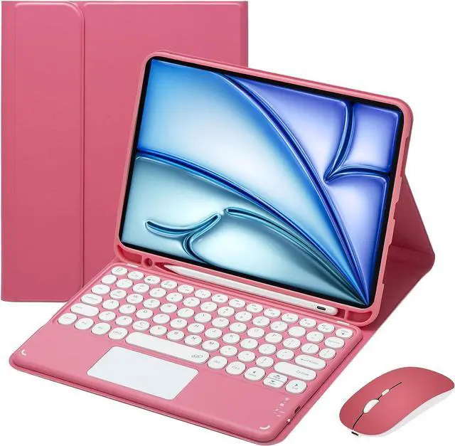 Main image of Magnetically Detachable Touch Bluetooth Keyboard Case with Mouse for iPad Air 11" M3(2025)/M2(2024), iPad Air 5th/4th Gen 10.9" (2022/2020),Red