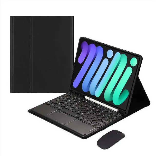 Main image of Magnetically Detachable Touch Bluetooth Keyboard Case with Mouse, Compatible with iPad mini 7 (A17 Pro) 2024 & iPad mini 6 8.3 Inch, Black
