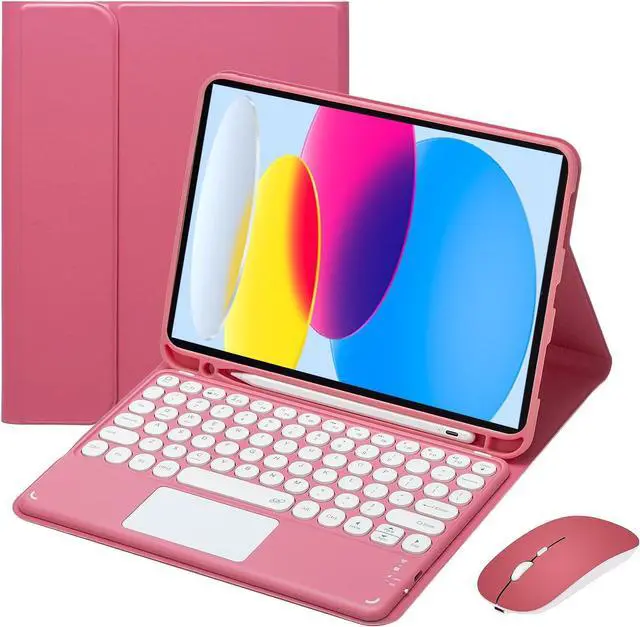 Main image of Magnetically Detachable Touch Bluetooth Keyboard Case with Mouse for iPad 11th Gen (A16, 2025) 11" & iPad 10th Gen (2022) 10.9", Red