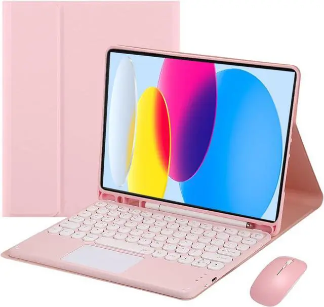 Main image of Magnetically Detachable Touch Bluetooth Keyboard Case with Mouse for iPad 11th Gen (A16, 2025) 11" & iPad 10th Gen (2022) 10.9", Pink
