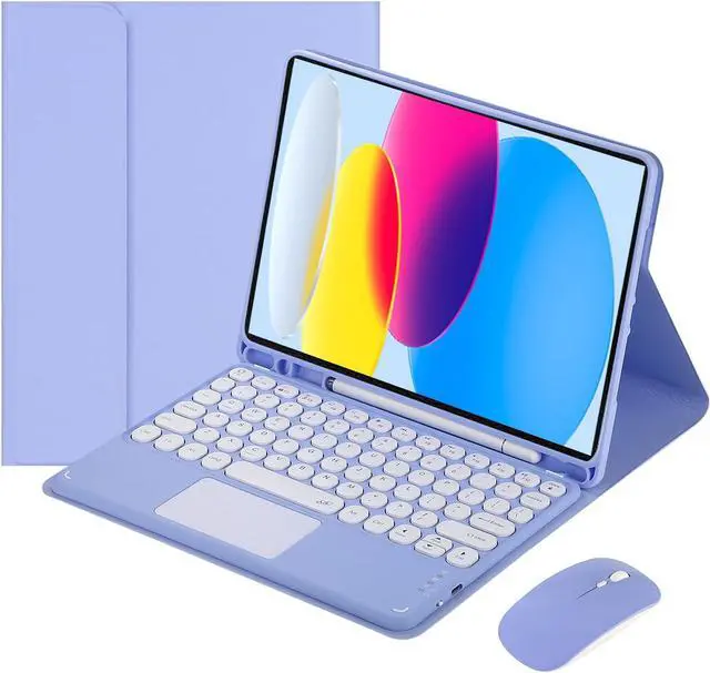 Main image of Magnetically Detachable Touch Bluetooth Keyboard Case with Mouse for iPad 11th Gen (A16, 2025) 11" & iPad 10th Gen (2022) 10.9", Purple
