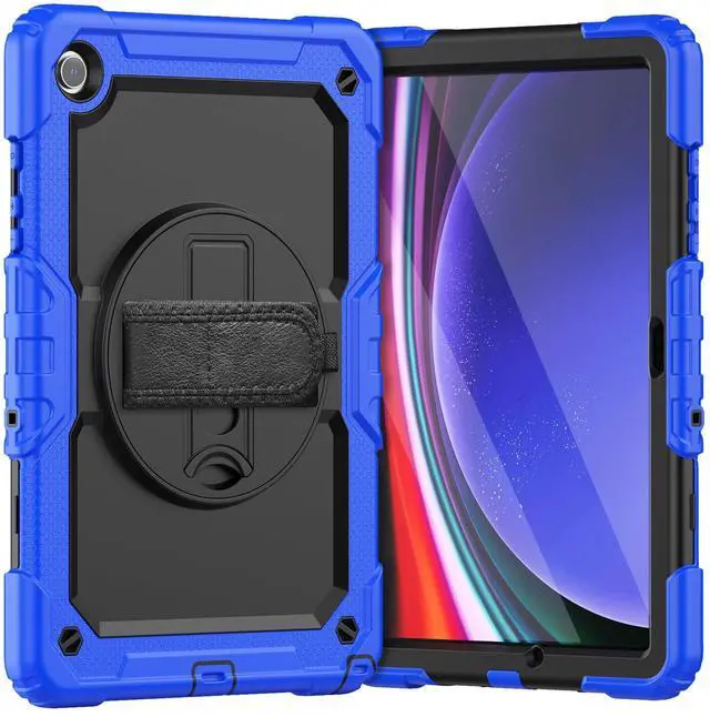 Main image of Heavy Duty Shockproof Protective Case with Screen Protector, 360° Rotating Stand, Hand & Shoulder Strap for Samsung Galaxy Tab A9+ Plus 11-inch (SM-X210/X216/X218), Blue