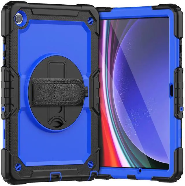 Main image of Heavy Duty Shockproof Protective Case with Screen Protector, 360° Rotating Stand, Hand & Shoulder Strap for Samsung Galaxy Tab A9+ Plus 11-inch (SM-X210/X216/X218), BluePC