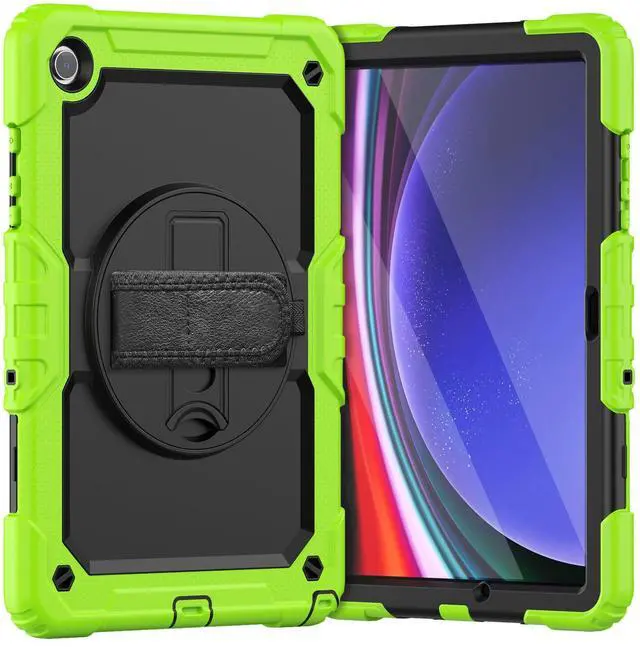 Main image of Heavy Duty Shockproof Protective Case with Screen Protector, 360° Rotating Stand, Hand & Shoulder Strap for Samsung Galaxy Tab A9+ Plus 11-inch (SM-X210/X216/X218), Green