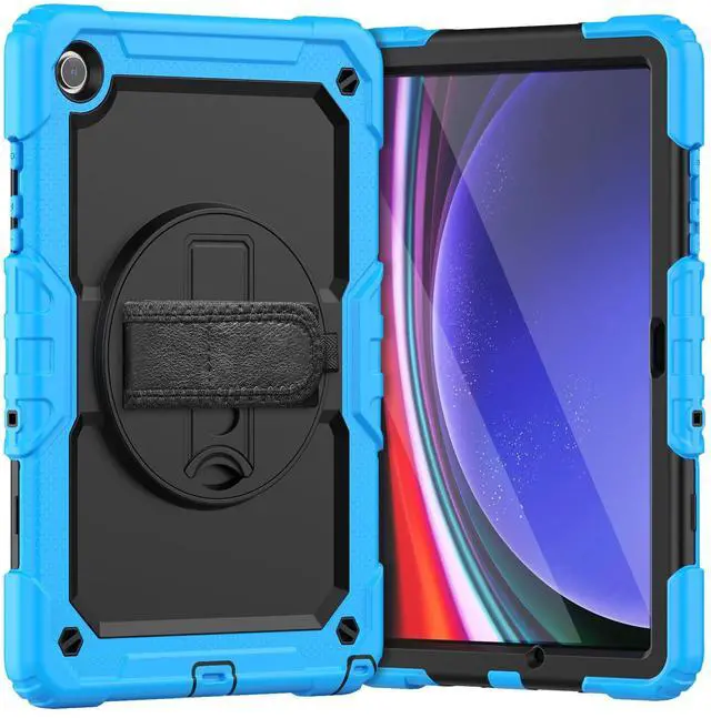 Main image of Heavy Duty Shockproof Protective Case with Screen Protector, 360° Rotating Stand, Hand & Shoulder Strap for Samsung Galaxy Tab A9+ Plus 11-inch (SM-X210/X216/X218),Light Blue
