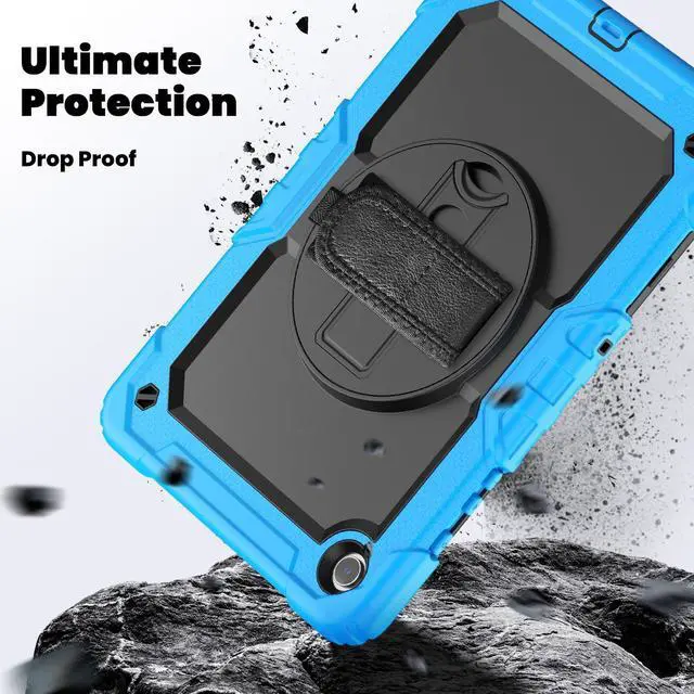 Alt view image 4 of 7 - Heavy Duty Shockproof Protective Case with Screen Protector, 360° Rotating Stand, Hand & Shoulder Strap for Samsung Galaxy Tab A9+ Plus 11-inch (SM-X210/X216/X218),Light Blue
