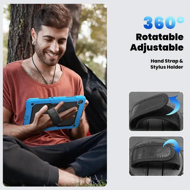 Alt view image 7 of 7 - Heavy Duty Shockproof Protective Case with Screen Protector, 360° Rotating Stand, Hand & Shoulder Strap for Samsung Galaxy Tab A9+ Plus 11-inch (SM-X210/X216/X218),Light Blue